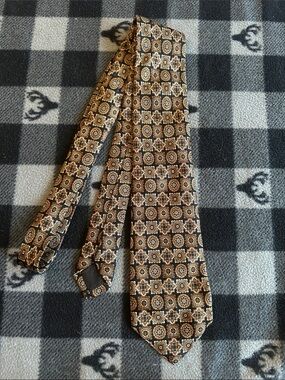 Stefano Ricci Brown and Gold Geometric Silk Tie
